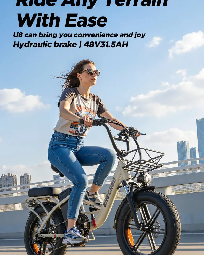 BURCHDA U8 fat tire long range step-thru electric bike