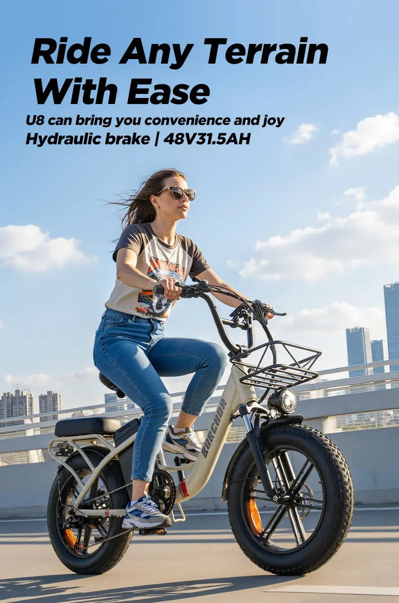 BURCHDA U8 fat tire long range step-thru electric bike 